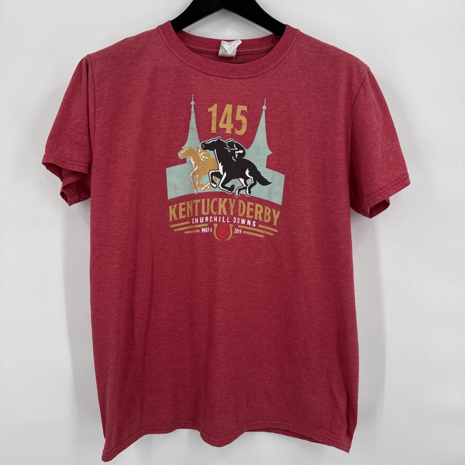 Kentucky Derby Shirt 2019 Men L Red Short Sleeve Graphic Equestrian Champion